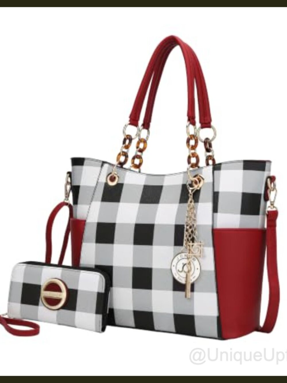 Vegan Leather Tote Bag Set with Wallet, Top-Handle Handbag, Crossbody Purse